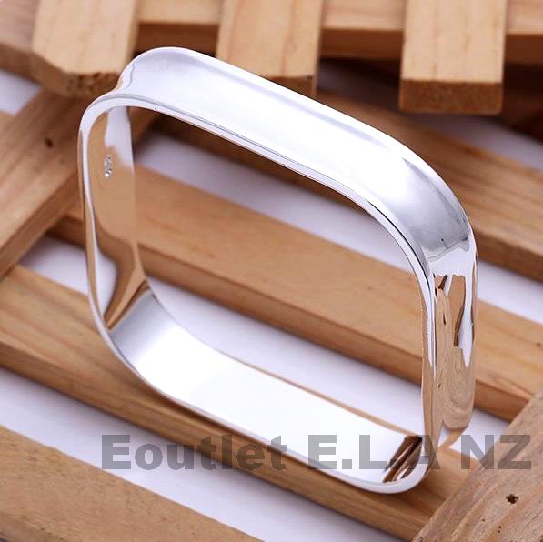 SEXY 10mm WIDE SQUARE PLAIN SILVER BANGLE